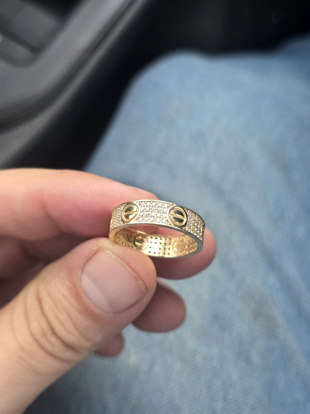Real 14K Gold Ring with Motif screws